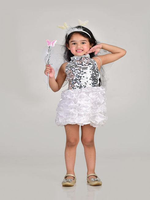 BookMyCostume Fairy Angel Girls with White Wings Girls for Kids Fancy Dress Costume